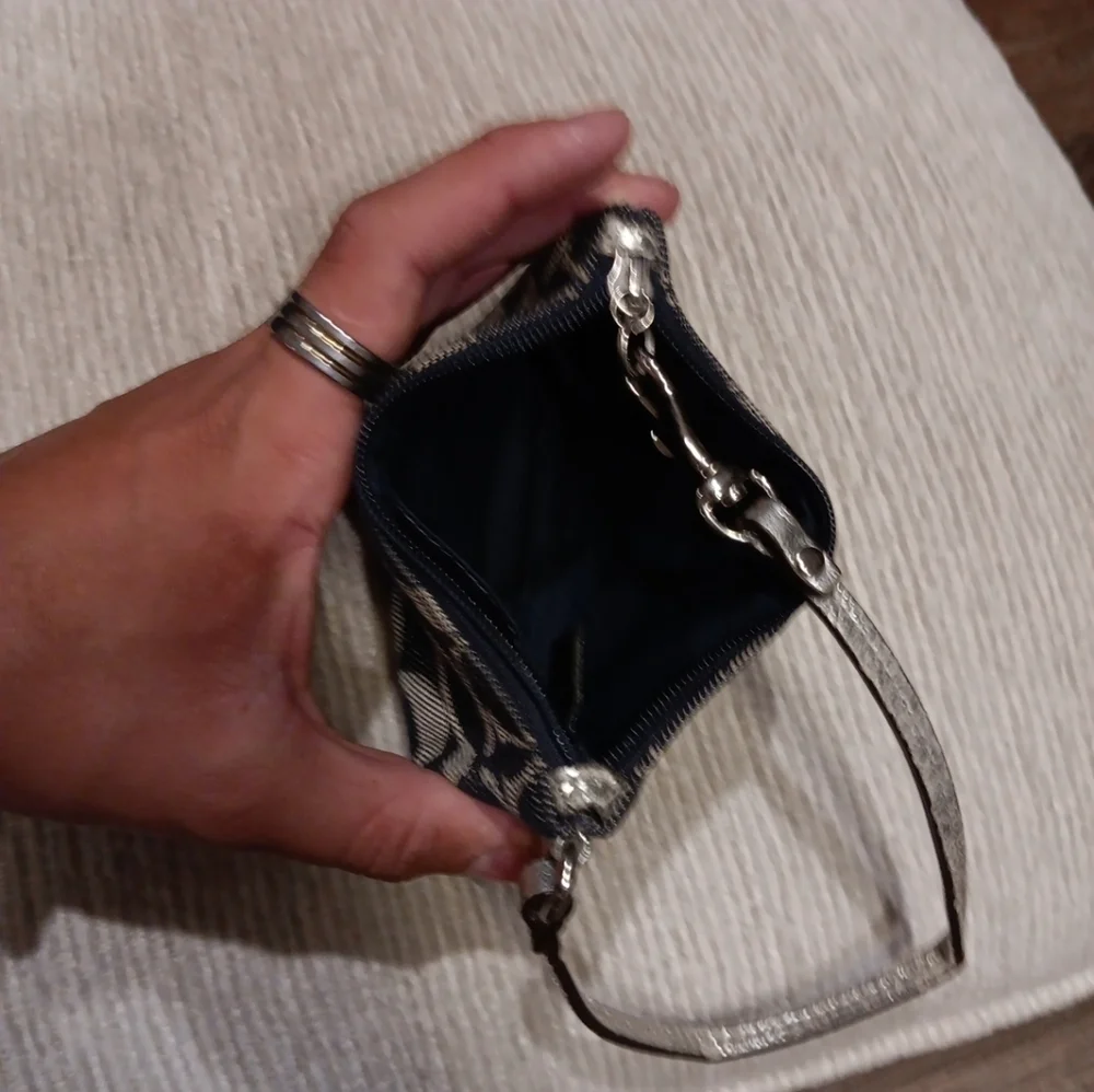 Vintage Coach Black and Silver Wristlet